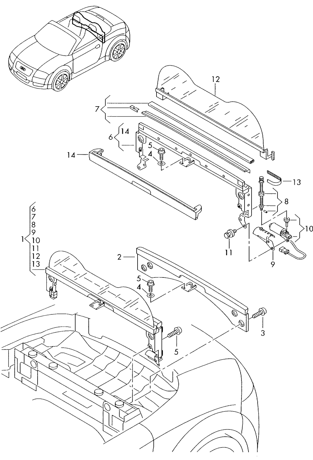 Cinghia Lunotto Posteriore 8N7862997 Per Audi TT MK1 Roadster 1998-2006, Ricambio Originale Diretto