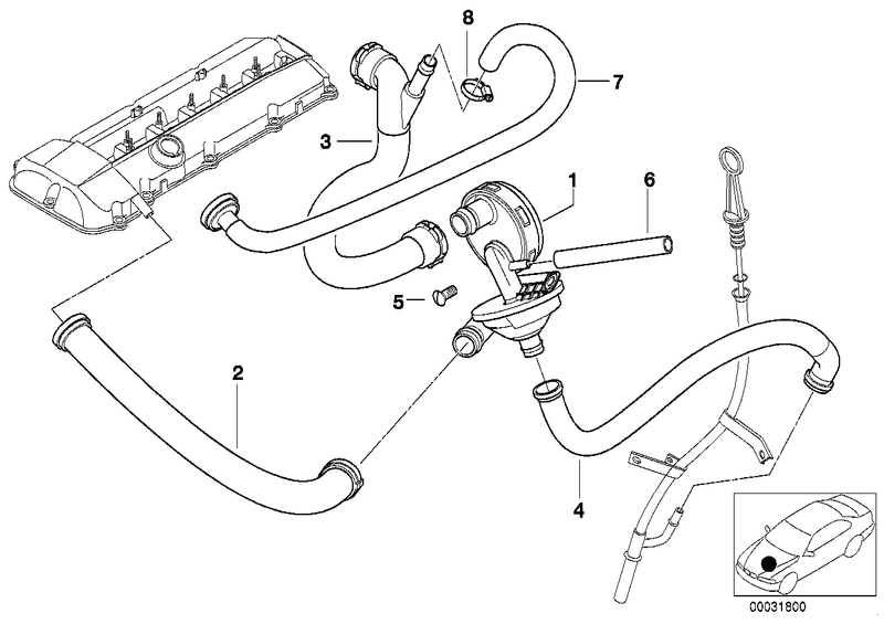 Genuine BMW Crankcase Return Hose Breather Pipe