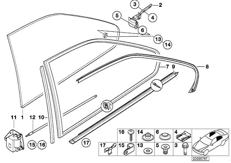 BMW Vent Window Seal Left