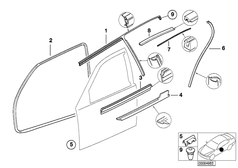 BMW Inner Window Channel Cover