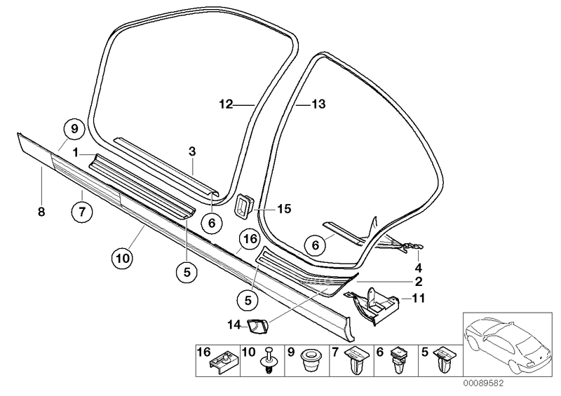 BMW Cover Moulding Sill Front Inside