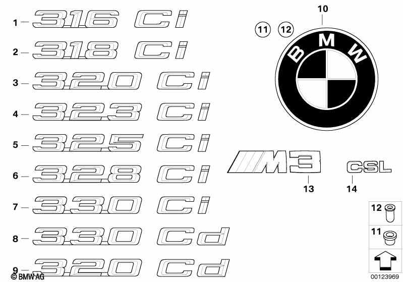 BMW Emblem Adhered Rear