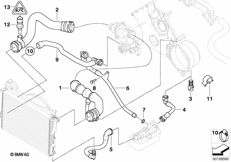 BMW Engine Coolant Radiator Water Hose