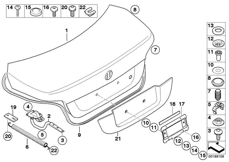 BMW Tension Spring Boot Trunk Tailgate