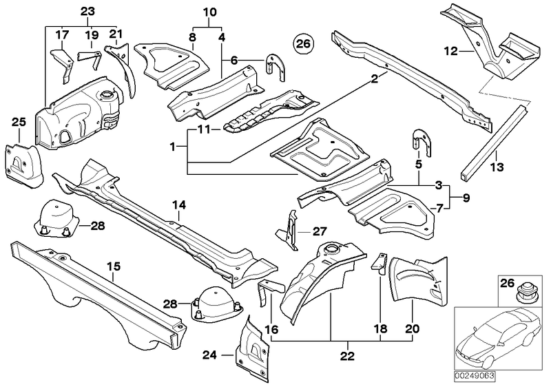 BMW Cross Member Trunk Floor Rear