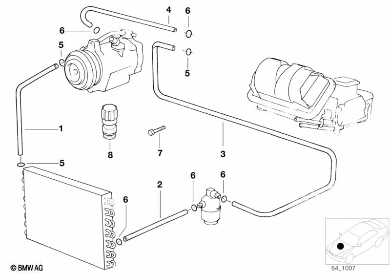 BMW Air Conditioning Pressure Hose