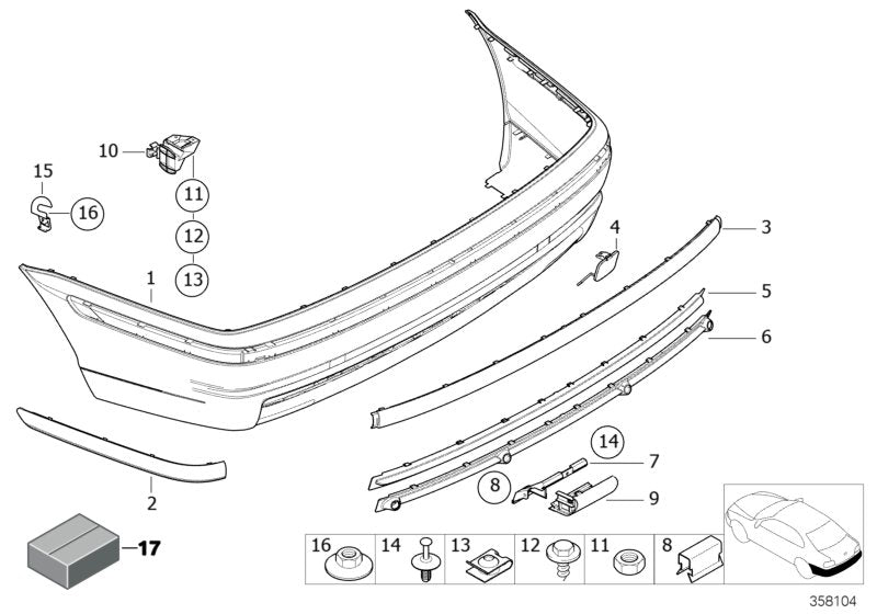 BMW Cover Lower Part Centre M Trim Rear