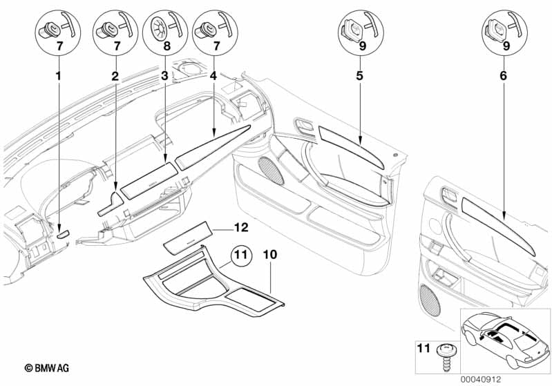 BMW Decorative Strip Insert Centre Console
