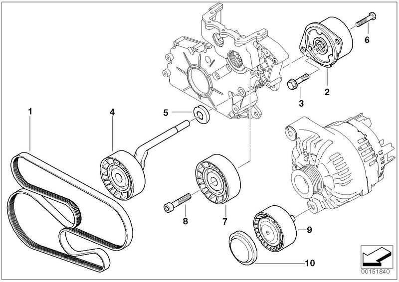 Genuine BMW Belt Tensioner V-Ribbed