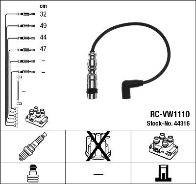 Genuine NGK Audi Seat Skoda VW Ignition Cable Kit x4