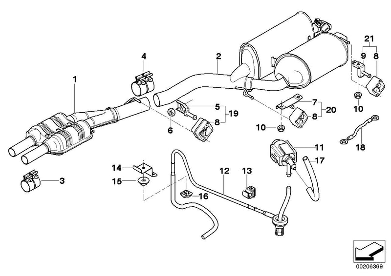 Genuine BMW Exhaust Rubber Mount and Bracket