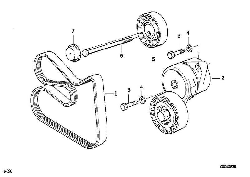 BMW Engine Tensioner Deflection Pulley V-Ribbed Belt