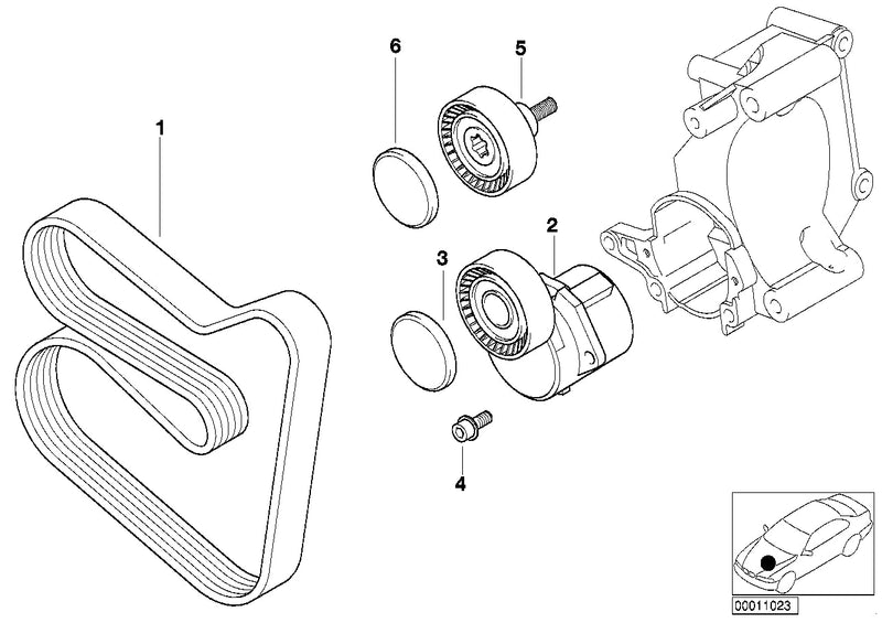 BMW Engine Deflection Guide Pulley V-Ribbed Belt