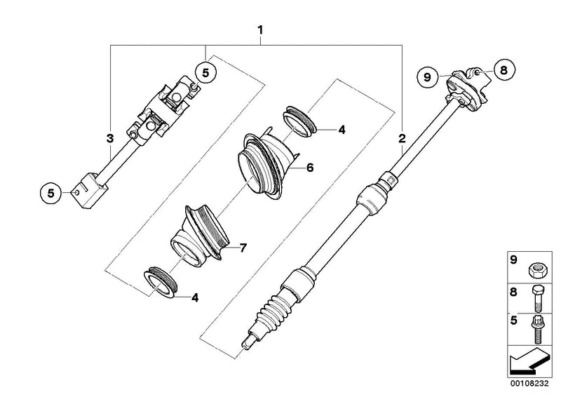 Genuine BMW Steering Shaft Spindle Lower Double Joint