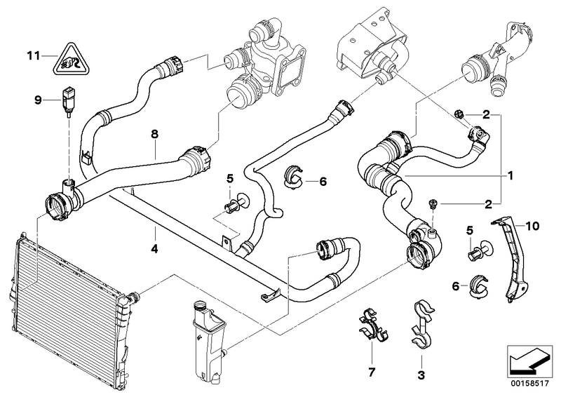 BMW Engine Radiator Coolant Water Hose