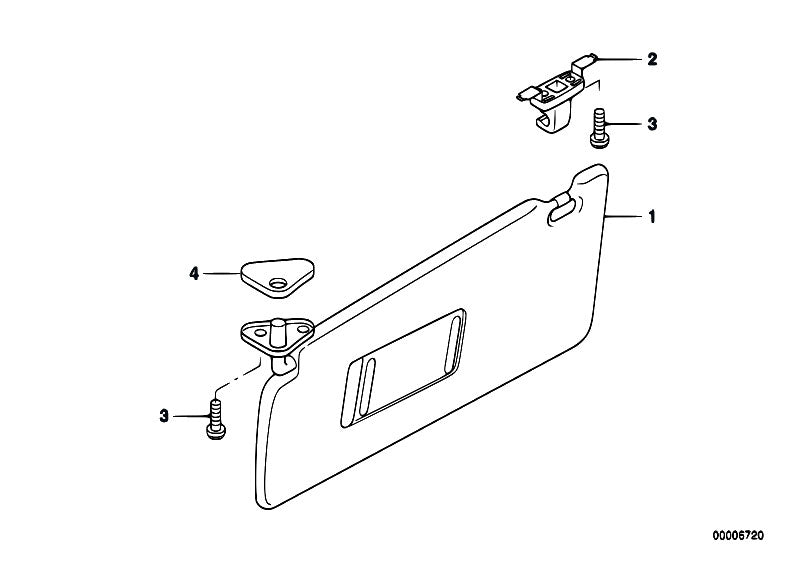 Genuine BMW Sun Visor with Make Up Mirror and Lamp