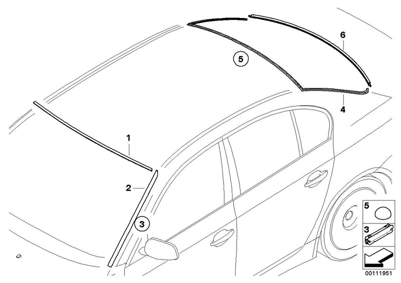 Genuine BMW Rear Window Seal Rubber Lower