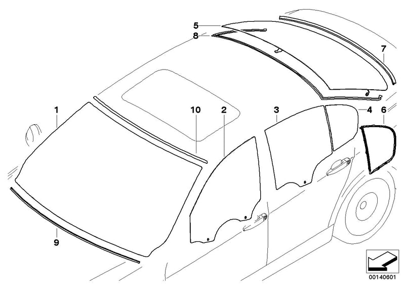 BMW Rear Window Seal Rubber Upper