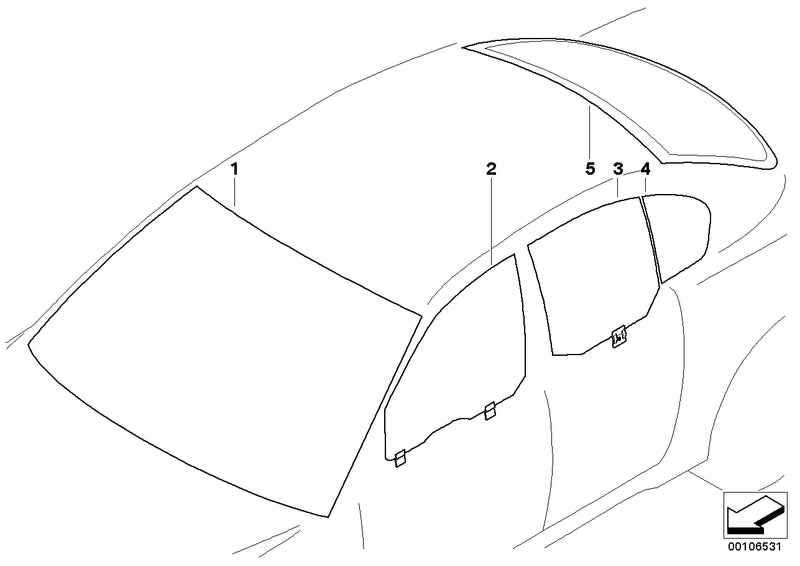 Genuine BMW Rear Door Left Side Window Fixed Green