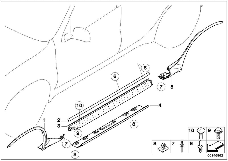 BMW Side Step Grommet Rubber Grip Naps