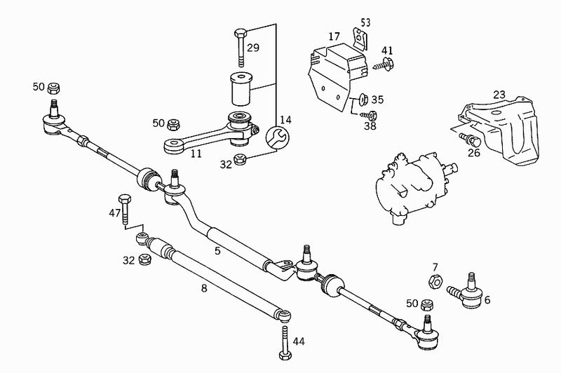 Mercedes-Benz Centre Tie Rod Assembly Drag Link + Left & Right Tie Rod Ends