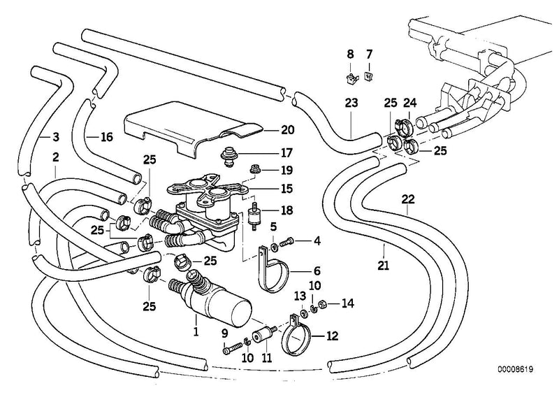 Genuine BMW Hose For Water Valve and Right Radiator