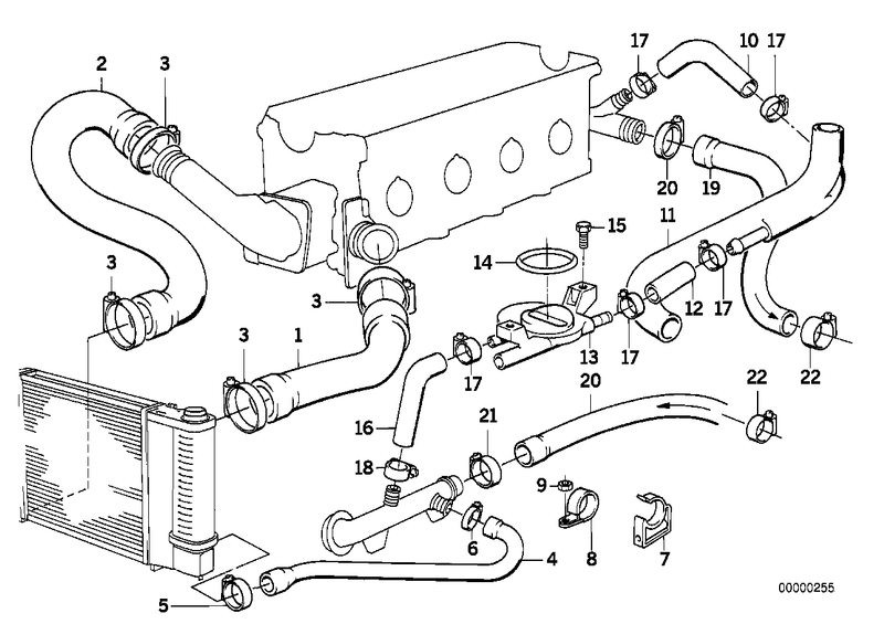 Genuine BMW Engine Radiator Coolant Water Hose