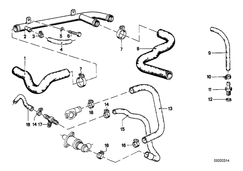 Genuine BMW Engine Coolant Water Hose