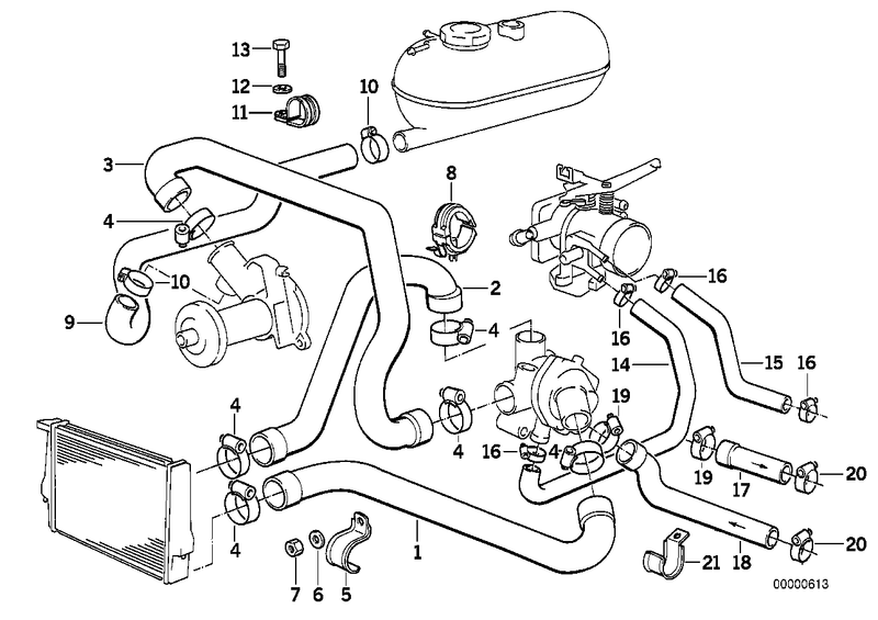 BMW Engine Radiator Coolant Water Hose