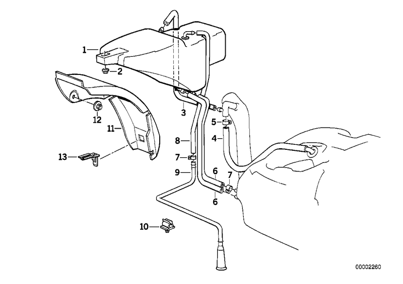 Genuine BMW Fuel Expansion Tank Vent Hose Line Pipe