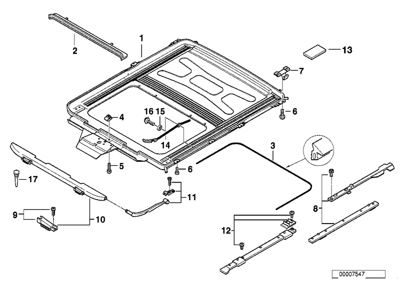 BMW Sliding Lifting Sunroof Frame