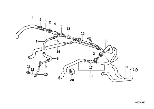 Genuine BMW Heater Water Hose Return