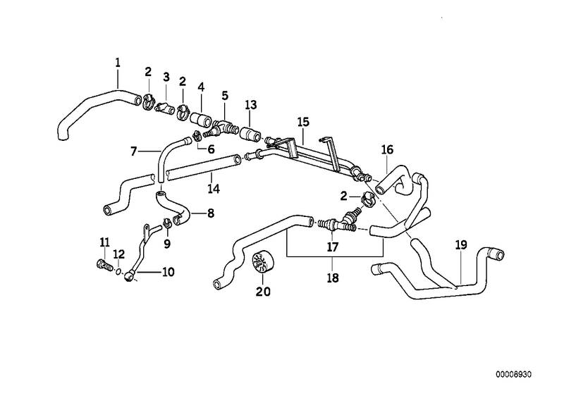 Genuine BMW Heater Water Hose Return