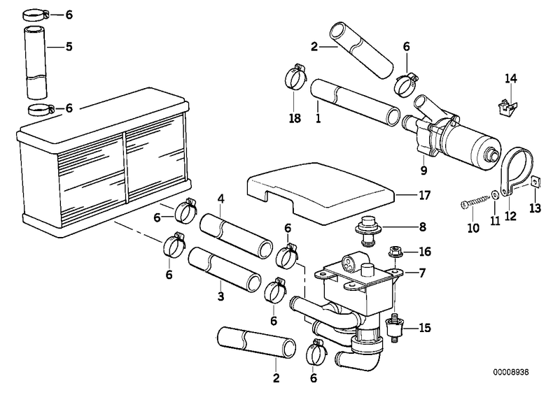 Genuine BMW Water Hose Engine and Water Valve