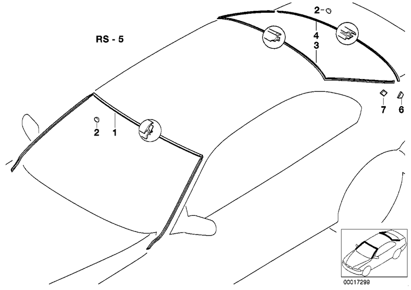 BMW Windscreen Seal Rubber Upper