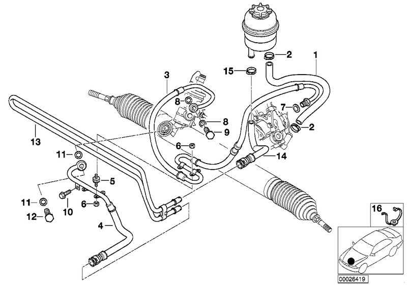 BMW Power Steering Reservoir Return Hose