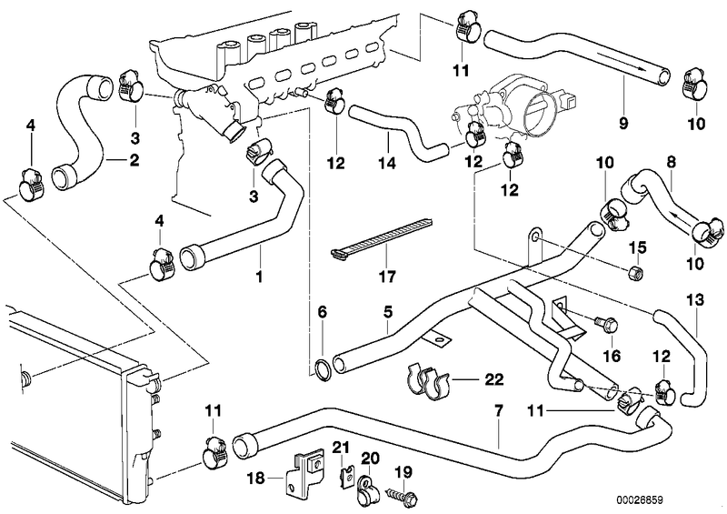 BMW Engine Radiator Coolant Water Hose