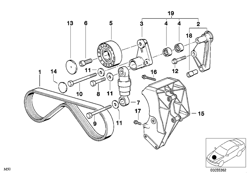 Genuine INA BMW Hydraulic Belt Tensioner Vibration Damper