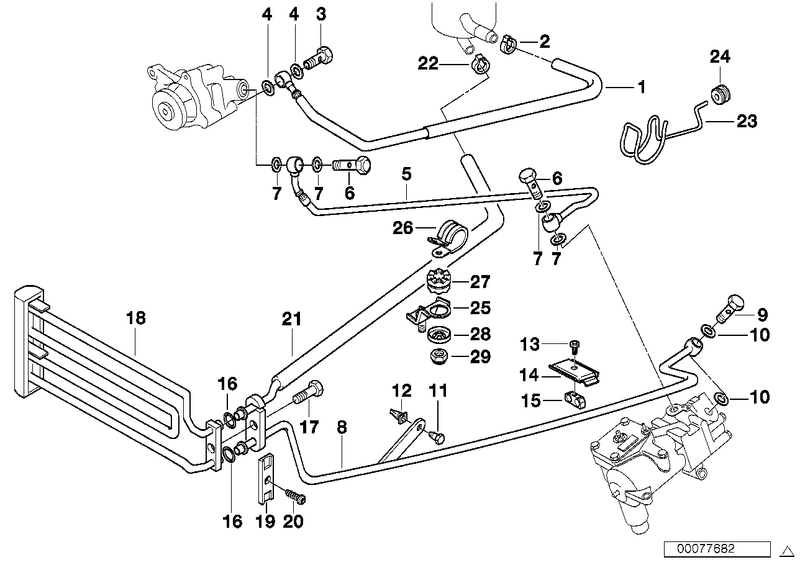 BMW Power Steering Hydraulic Hose Return Line