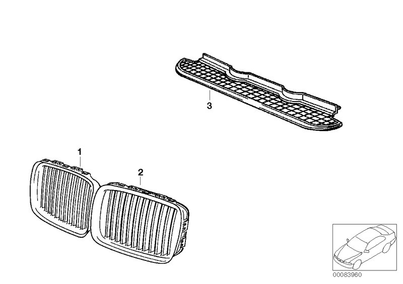 BMW Kidney Radiator Grille Chrome and Black