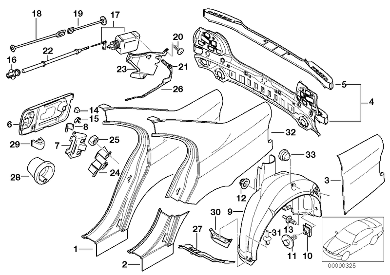 Genuine BMW Rear Right Fender Section