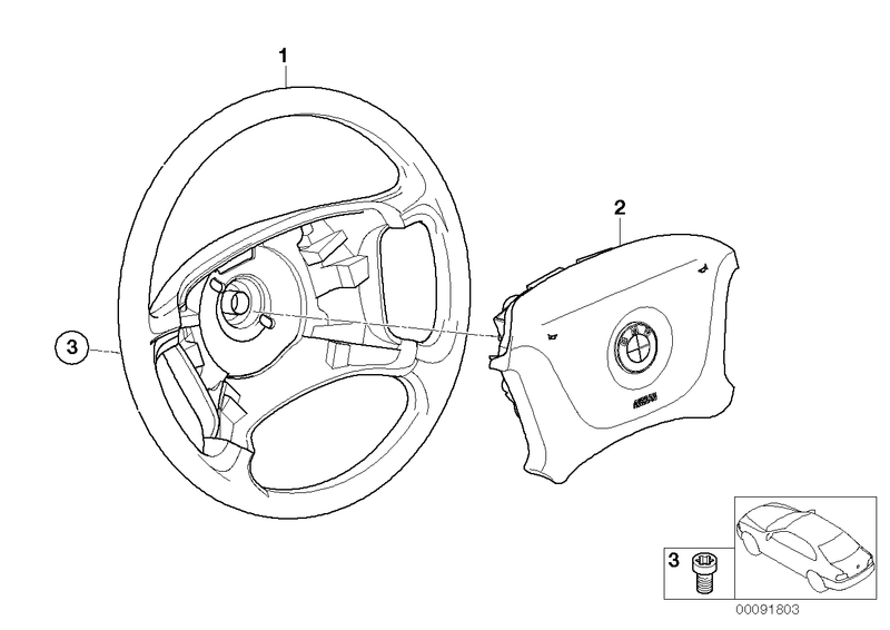 Genuine BMW Steering Wheel Hub Cap Airbag