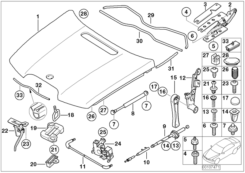 Genuine BMW Bonnet Hood Release Handle Bracket