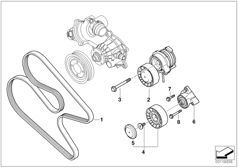 BMW Engine Belt Tensioner and Pulley V-Ribbed