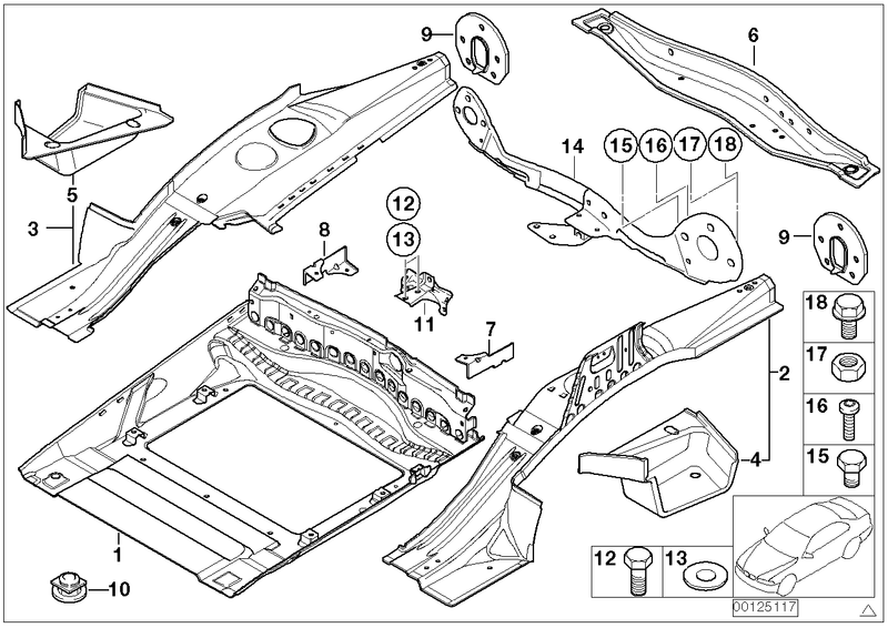 Genuine BMW Rear Axle Support Upper Part Left