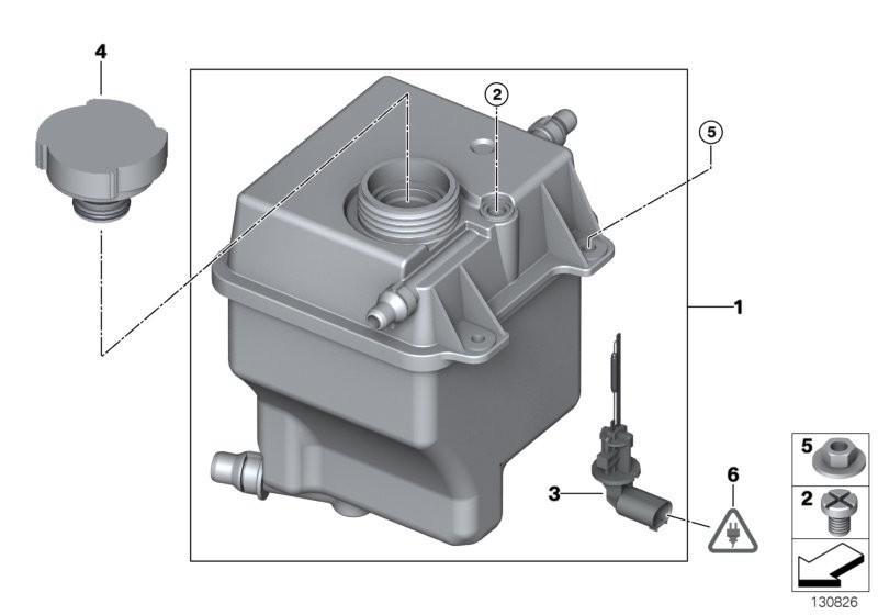 BMW Engine Radiator Coolant Water Expansion Tank with Level Switch