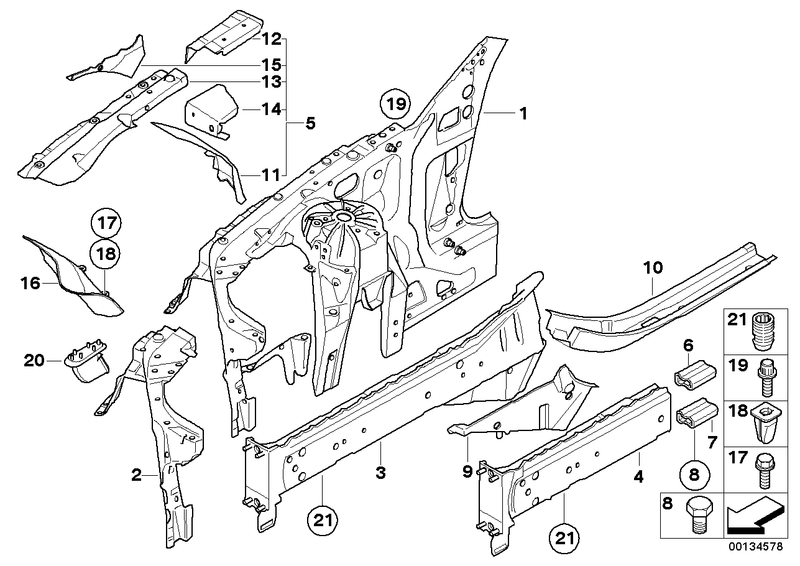 Genuine BMW Chasis Repair Bracket Engine Carrier Bottom