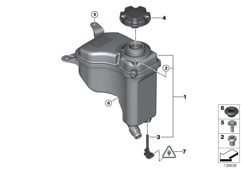 BMW Engine Radiator Coolant Water Expansion Tank