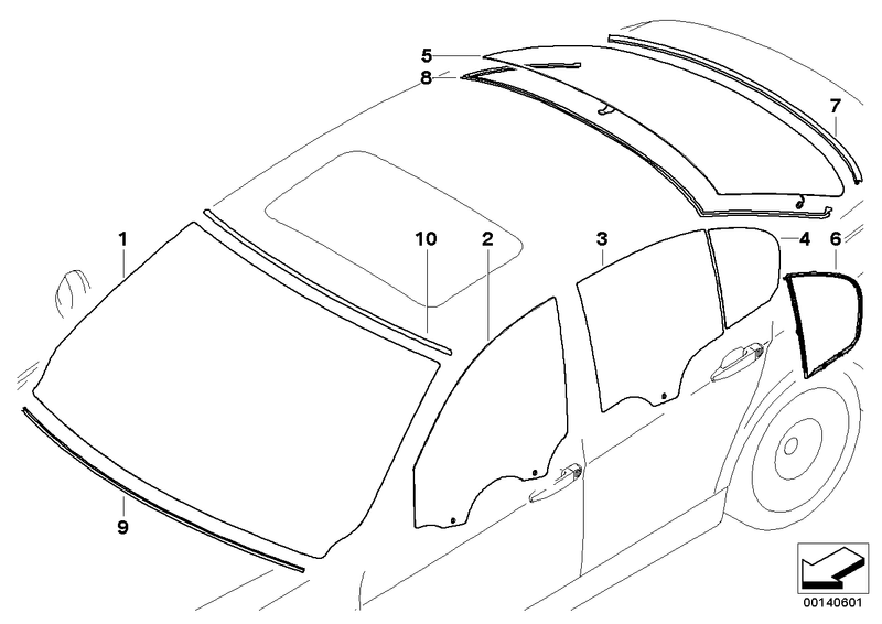 BMW Rear Window Seal Rubber Lower