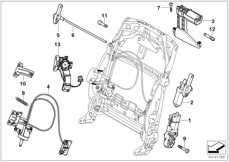 BMW Front Seat Upper Backrest Electric Drive Motor